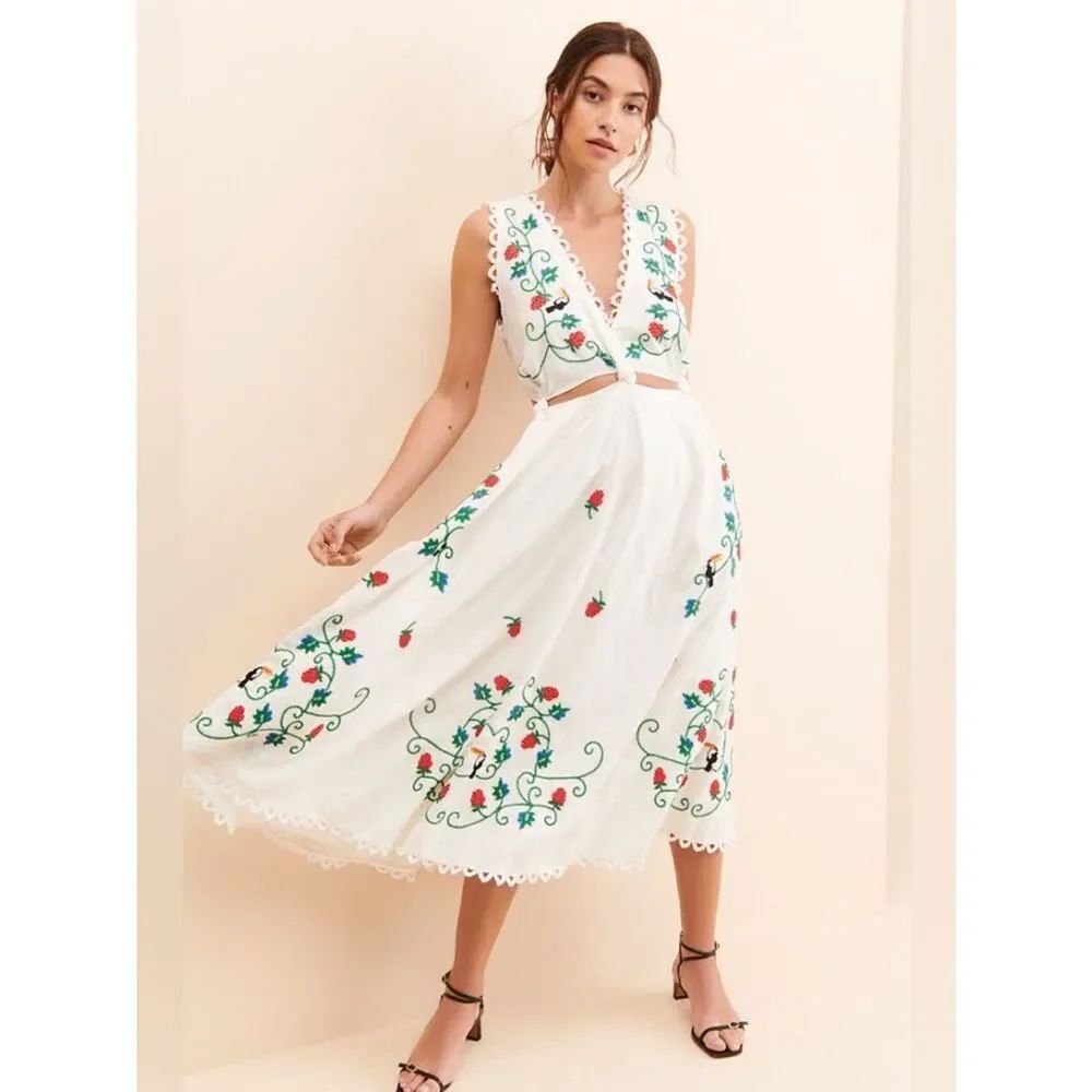 New Farm Rio Cross Stitch Toucan Embroidered Dress Size M